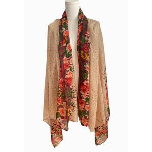Saks Fifth Avenue Floral Scarf Wrap Shawl Designer Fairy Cottagecore Grandma